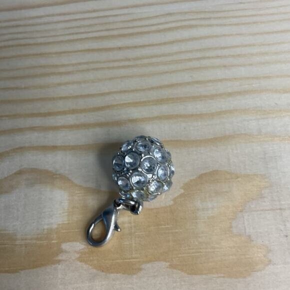 Silver Rhinestone Ball Charm Pendant With Lobster Clasp - Picture 2 of 3